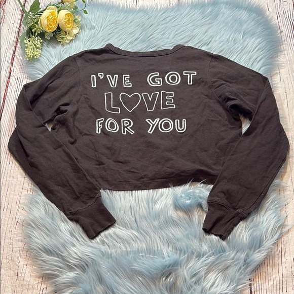 Spiritual Gangster Black Crop Hoodie with Graphic Design - Picture 1 of 9